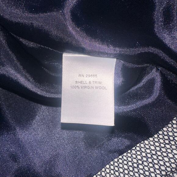 Pendleton Womens Size 6 Navy Blue Check Crop Wool Blazer Jacket Business Casual - Picture 6 of 9